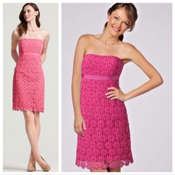 Lilly Pulitzer Hotty Pink Strapless Floral Dress - Picture 4 of 6